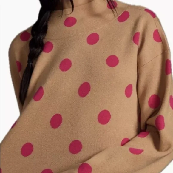 Maeve by Anthropologie Polka Dot Sweater - Tan and Pink - Picture 4 of 4